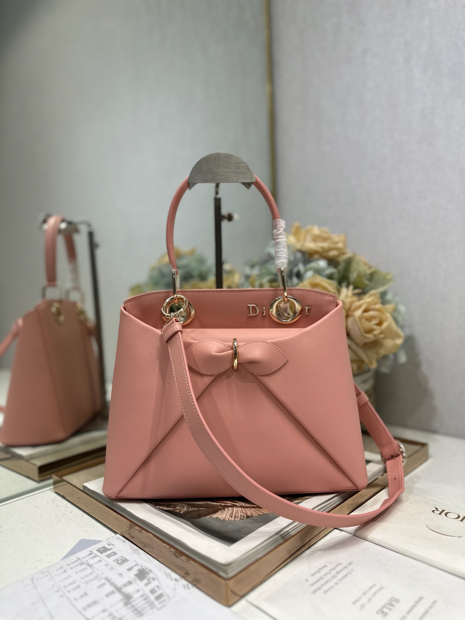 Dior Cigale Light Pink Smooth Calfskin Top Handle Bag M0737 - Default Title - View 1