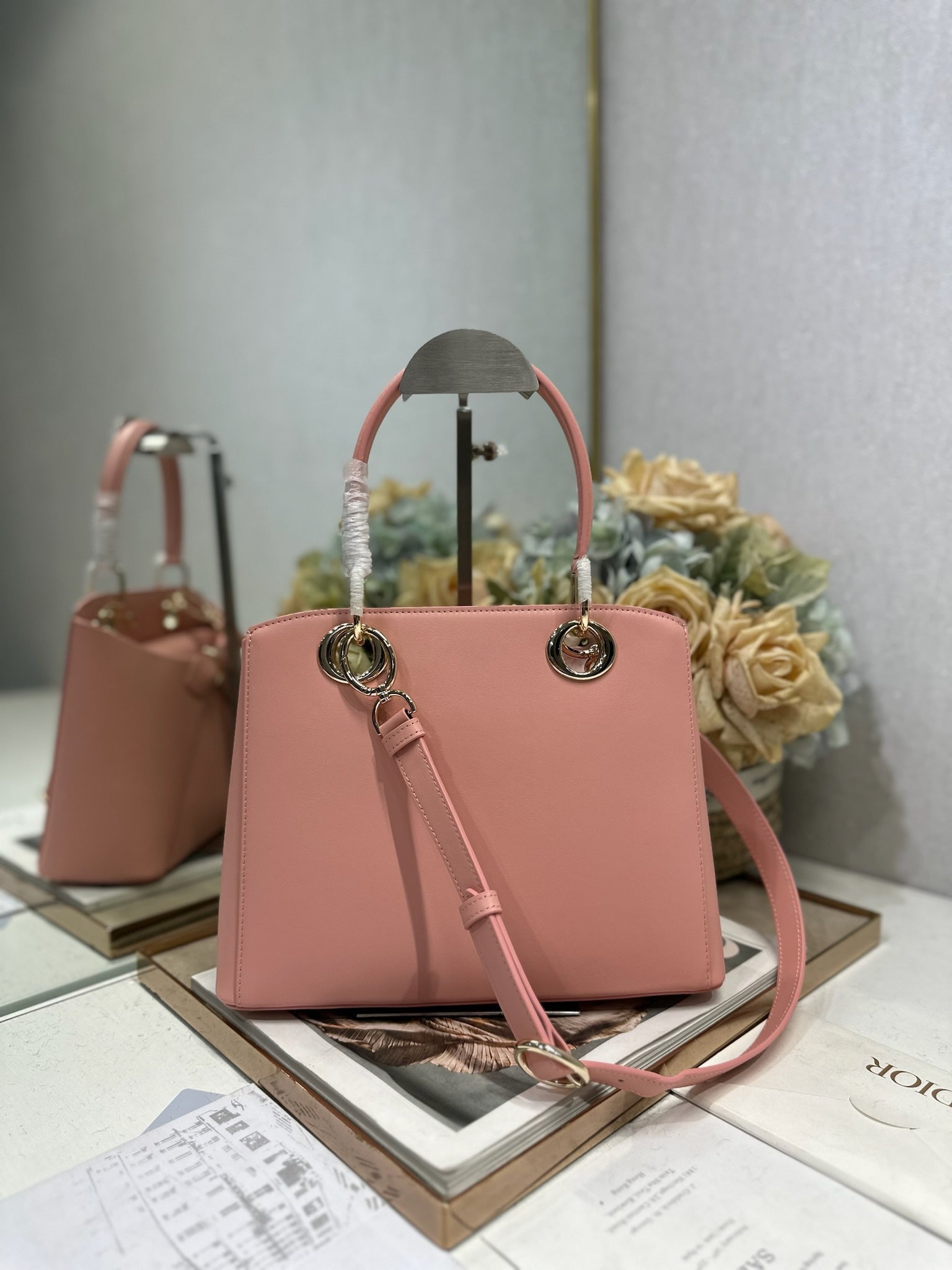 Dior Cigale Light Pink Smooth Calfskin Top Handle Bag M0737 - Default Title - View 3