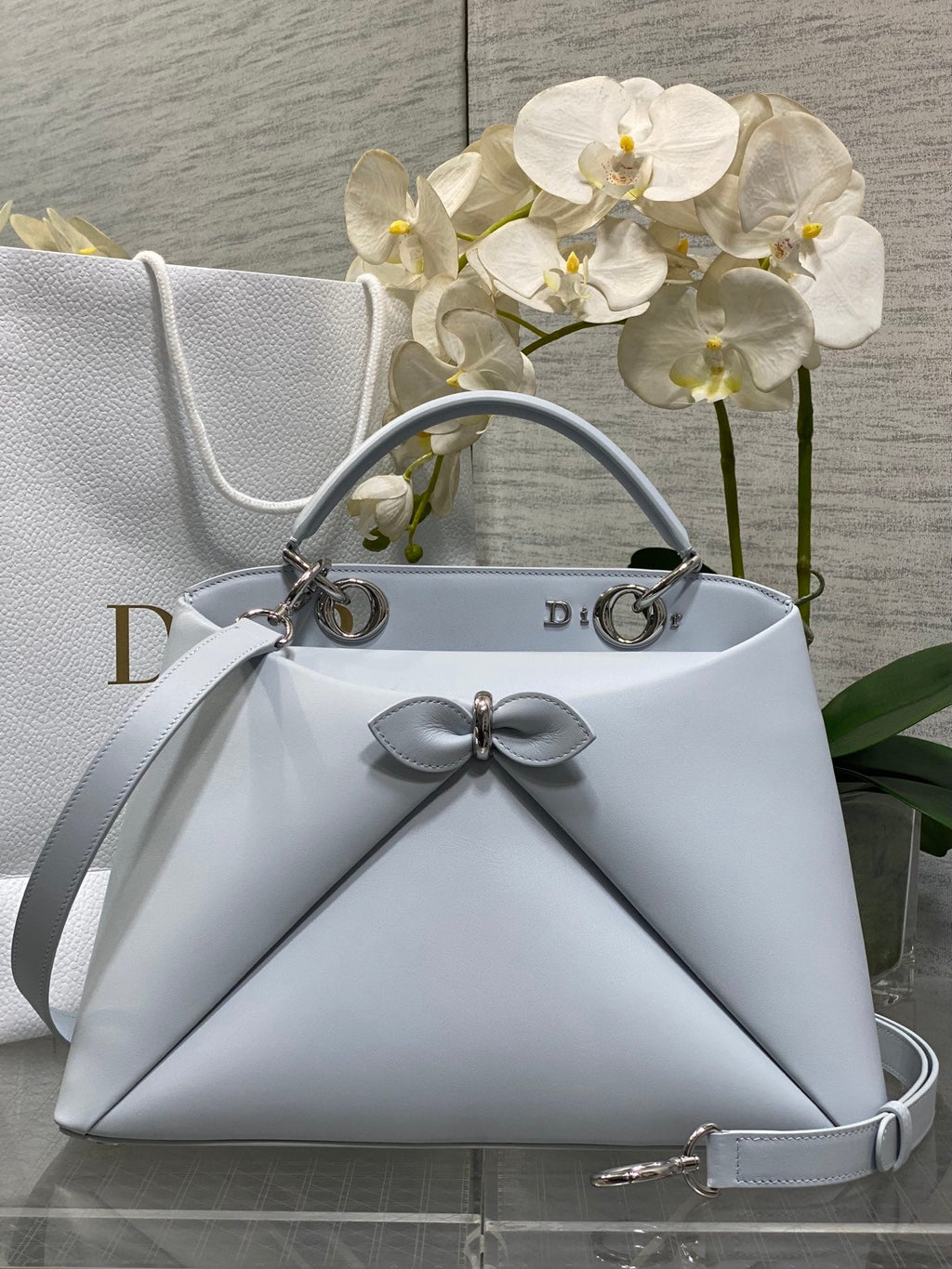 Dior Cigale Large Blue Smooth Calfskin Top Handle Bag M0738 - Default Title - View 1