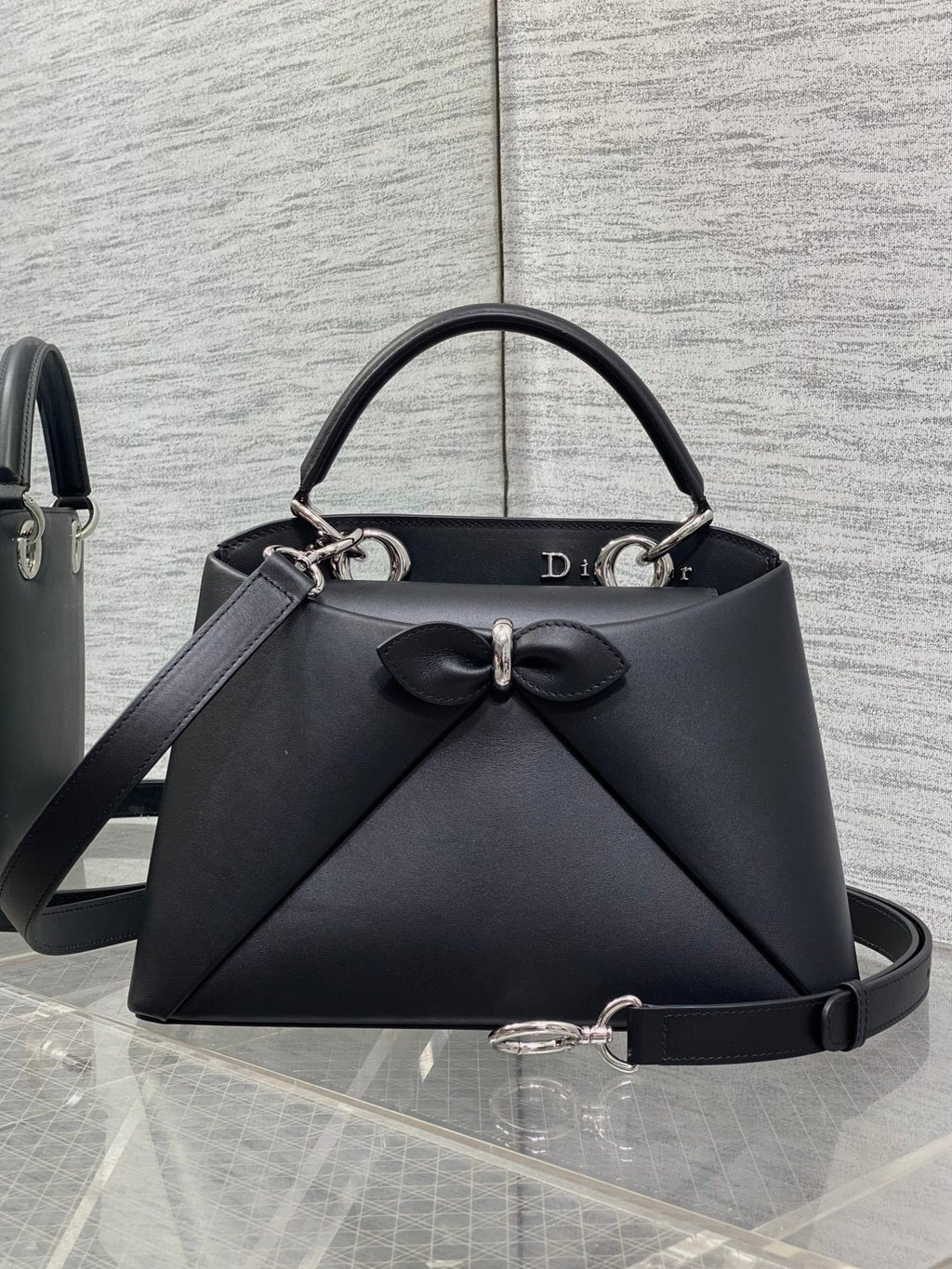 Dior Cigale Black Smooth Calfskin Top Handle Bag with Silver Hardware M0737 - Default Title - View 2