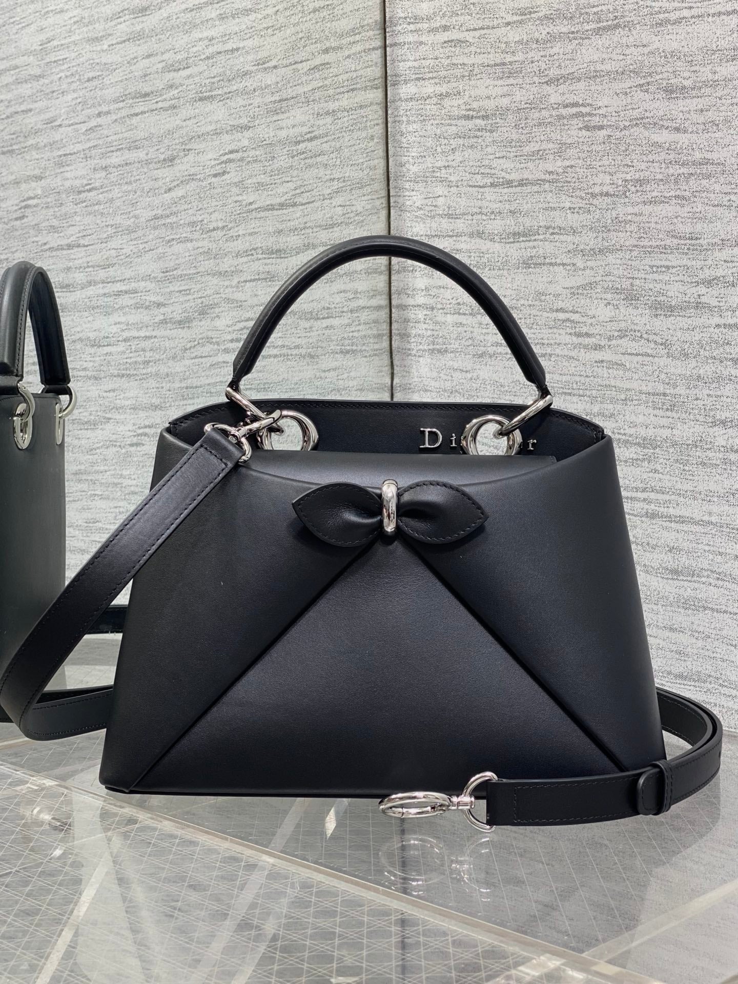 Dior Cigale Black Smooth Calfskin Top Handle Bag with Silver Hardware M0737 - Default Title - View 2