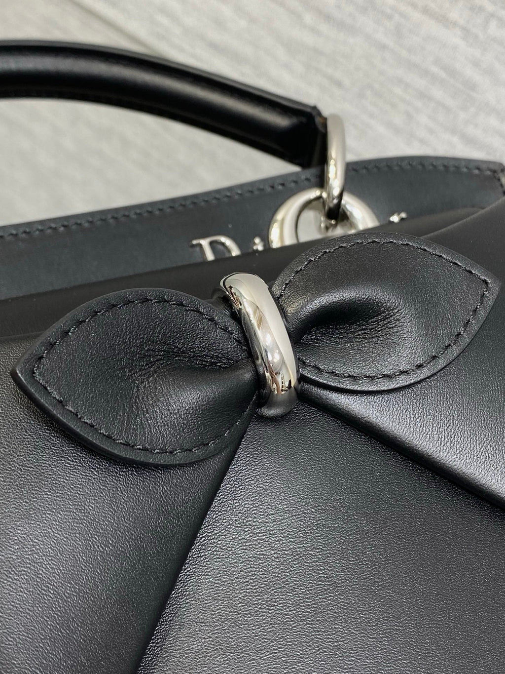 Dior Cigale Black Smooth Calfskin Top Handle Bag with Silver Hardware M0737 - Default Title - View 4