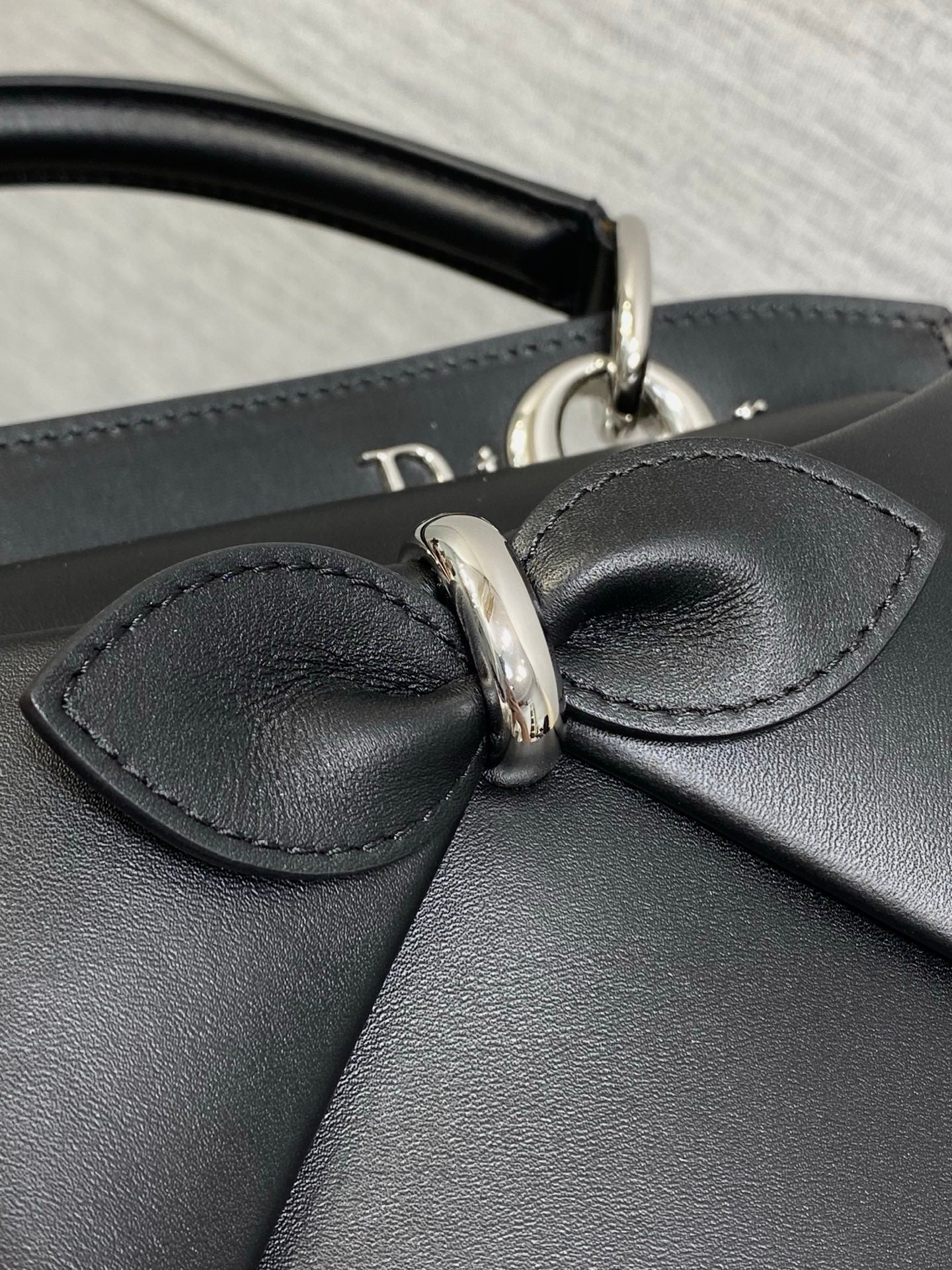Dior Cigale Black Smooth Calfskin Top Handle Bag with Silver Hardware M0737 - Default Title - View 4