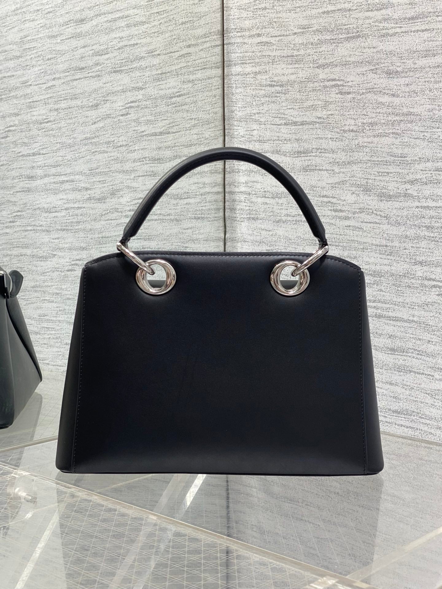 Dior Cigale Black Smooth Calfskin Top Handle Bag with Silver Hardware M0737 - Default Title - View 5