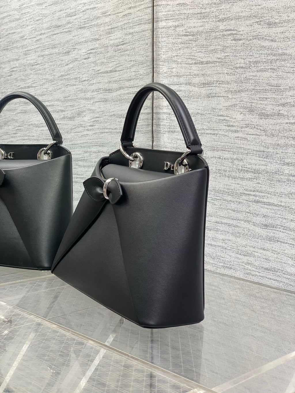 Dior Cigale Black Smooth Calfskin Top Handle Bag with Silver Hardware M0737 - Default Title - View 6