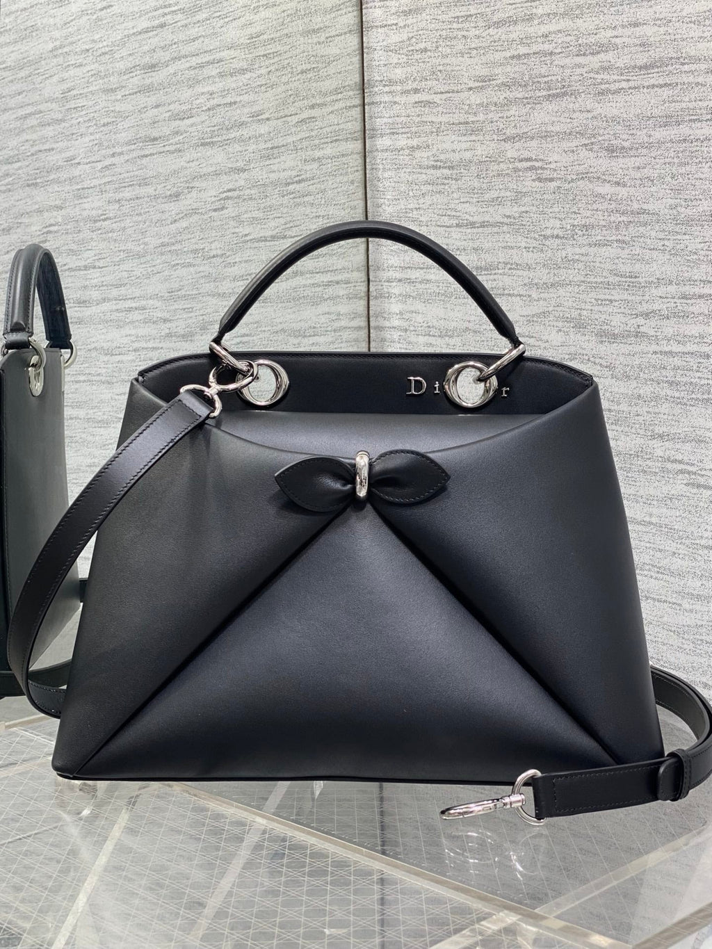 Dior Cigale Large Black Smooth Calfskin Top Handle Bag with Silver Hardware M0738 - Default Title - View 2