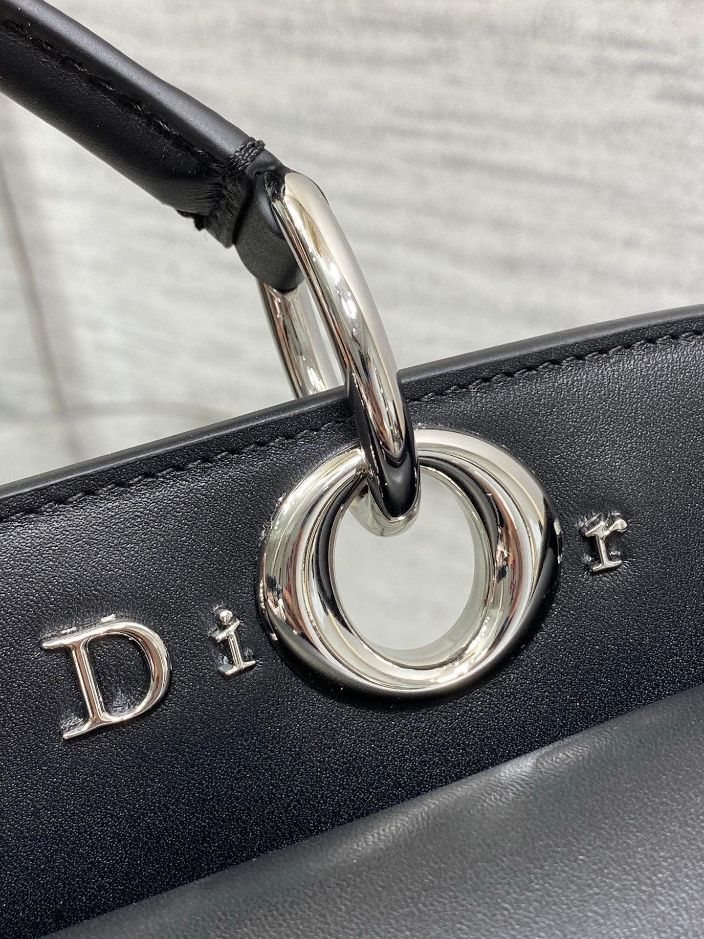 Dior Cigale Large Black Smooth Calfskin Top Handle Bag with Silver Hardware M0738 - Default Title - View 6