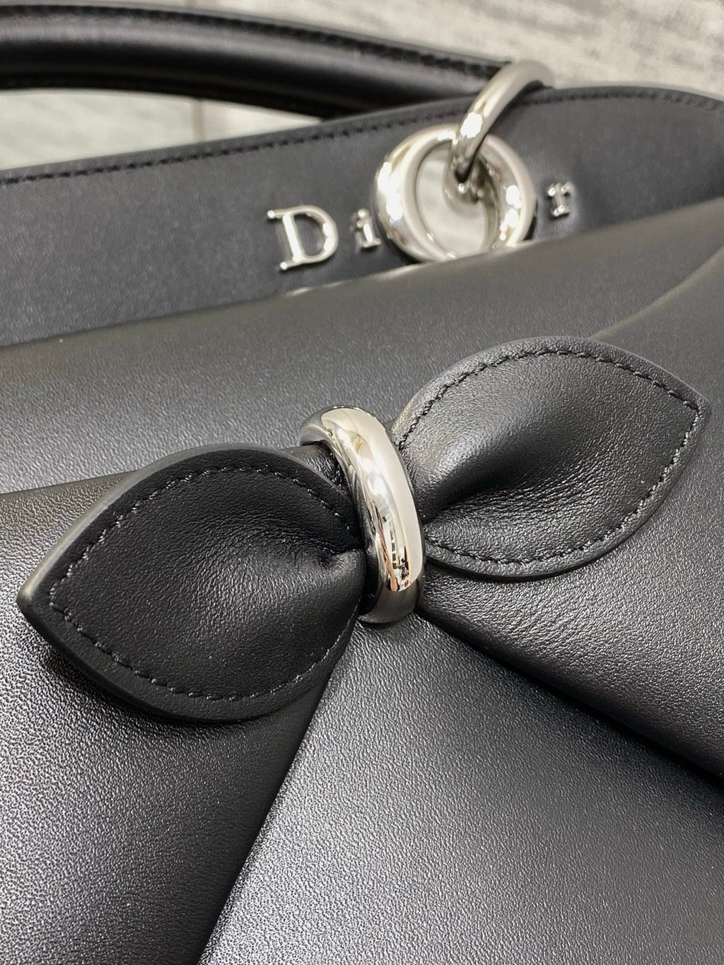 Dior Cigale Large Black Smooth Calfskin Top Handle Bag with Silver Hardware M0738 - Default Title - View 7