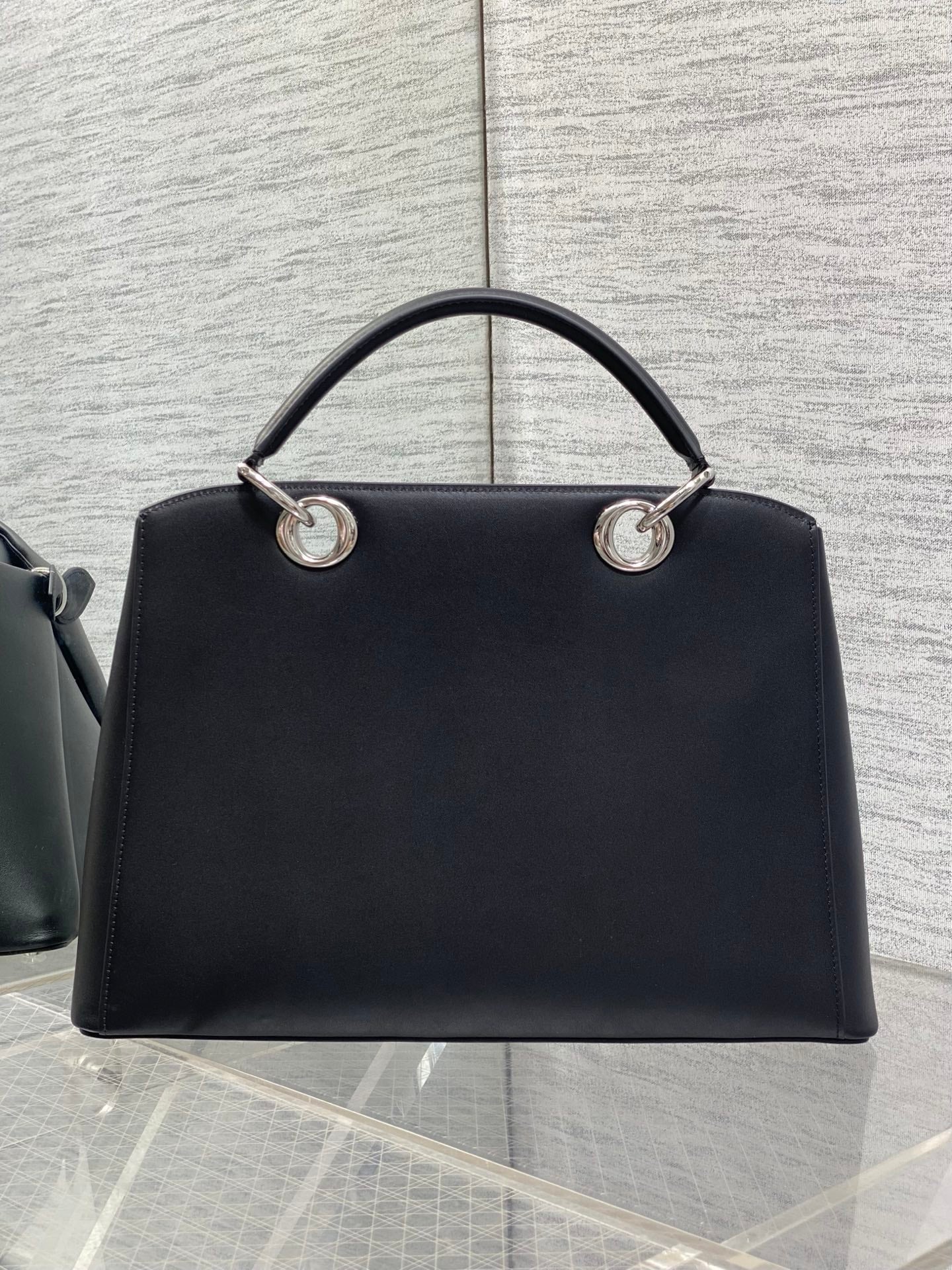 Dior Cigale Large Black Smooth Calfskin Top Handle Bag with Silver Hardware M0738 - Default Title - View 3