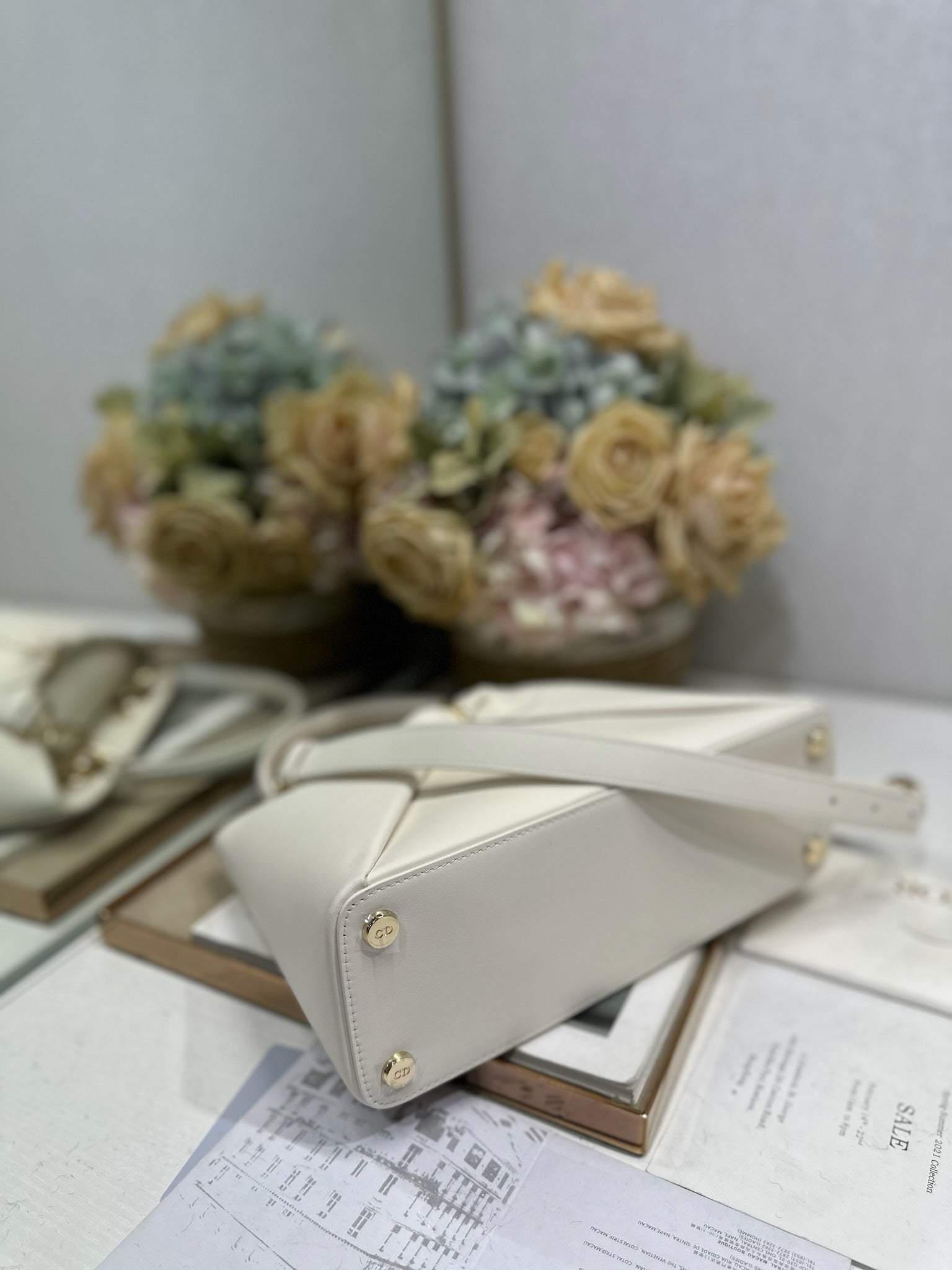 Dior Cigale White Smooth Calfskin Top Handle Bag M0737 - Default Title - View 4