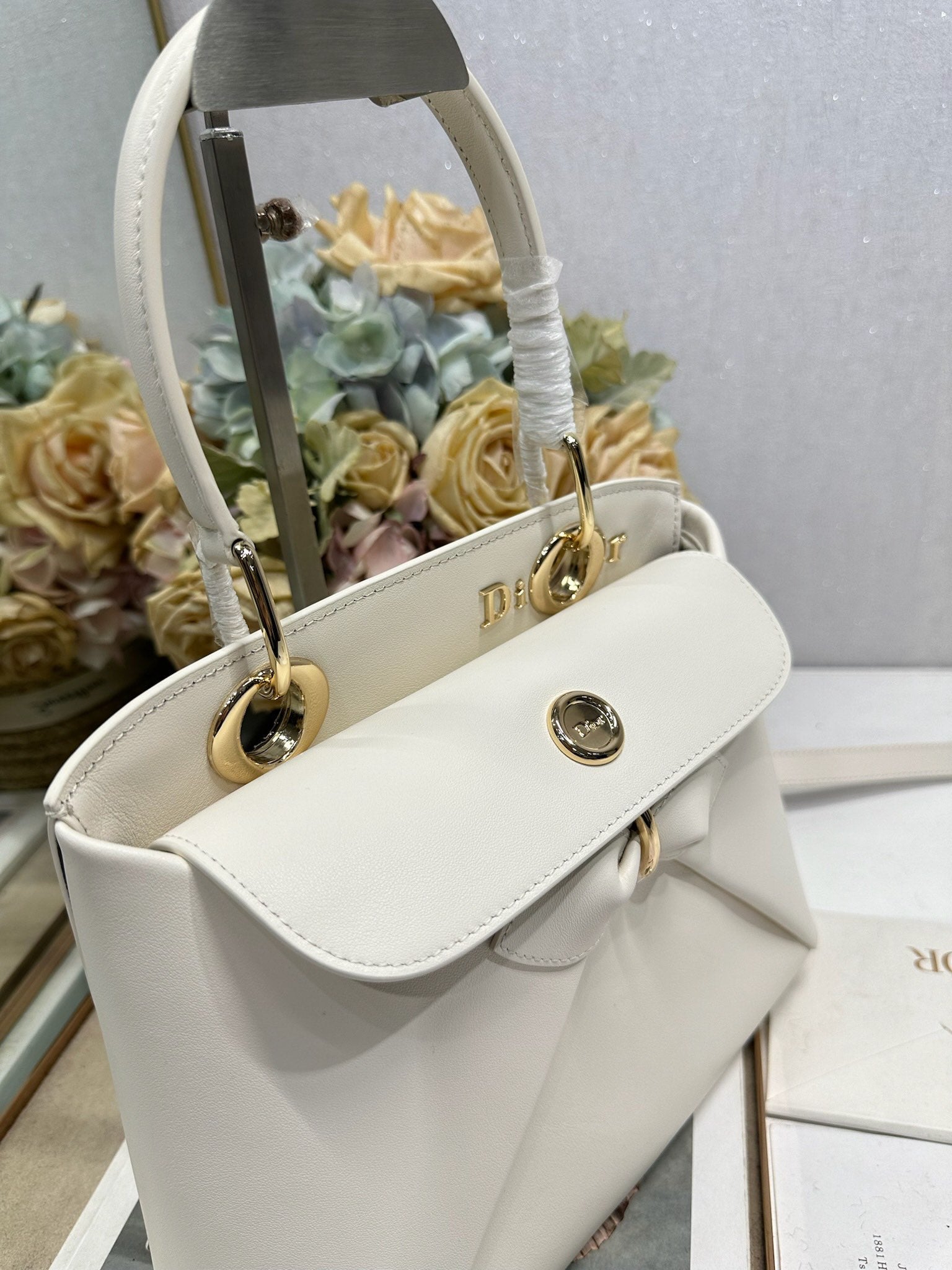 Dior Cigale White Smooth Calfskin Top Handle Bag M0737 - Default Title - View 6