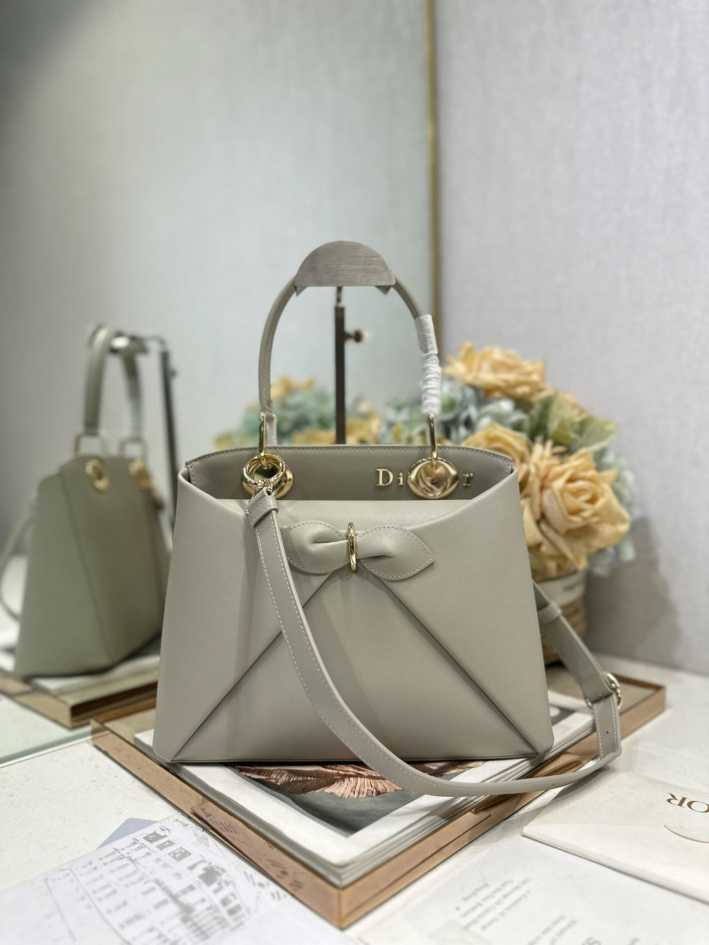 Dior Cigale Gray Smooth Calfskin Top Handle Bag M0737 - Default Title - View 1
