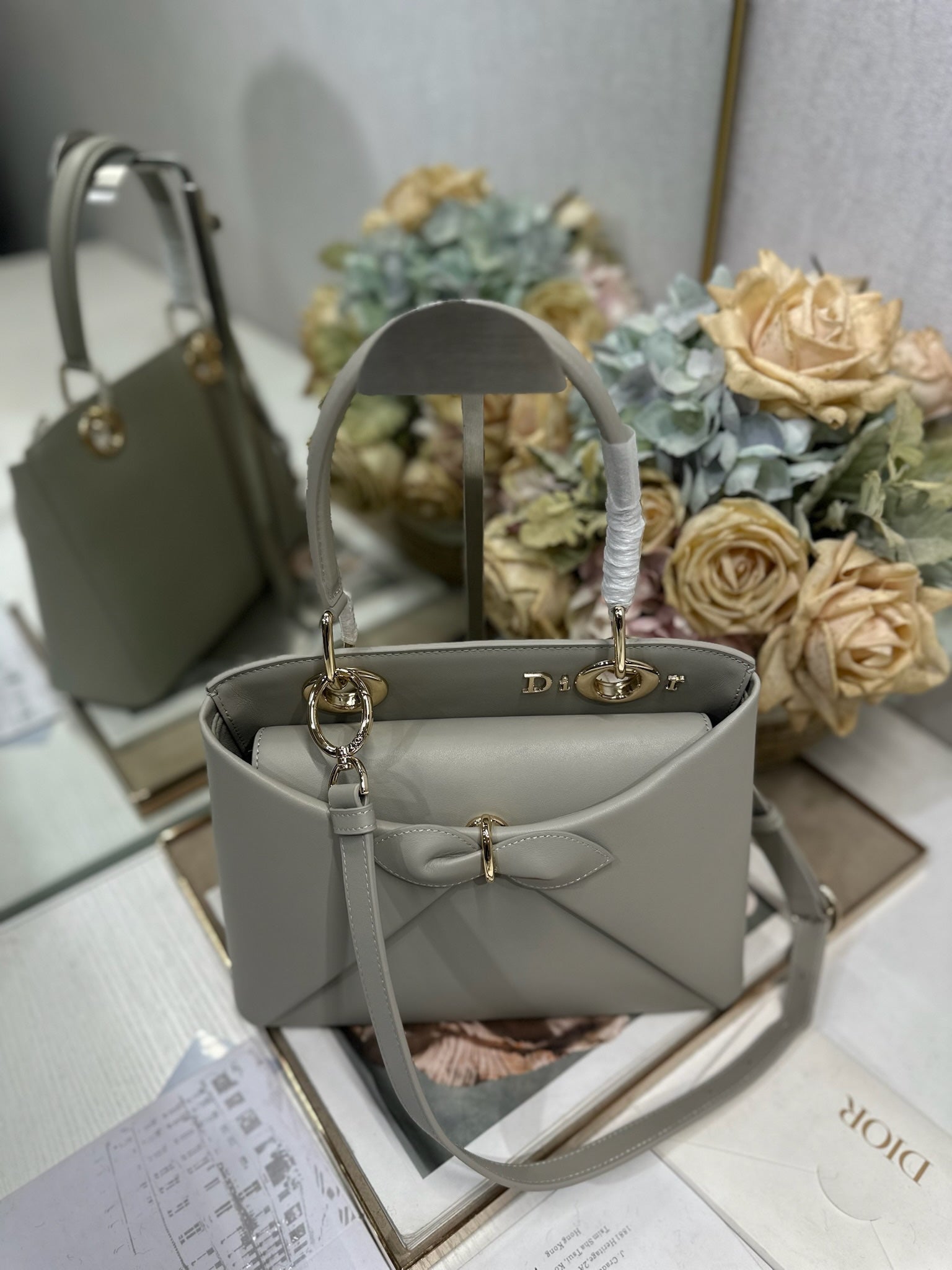 Dior Cigale Gray Smooth Calfskin Top Handle Bag M0737 - Default Title - View 3