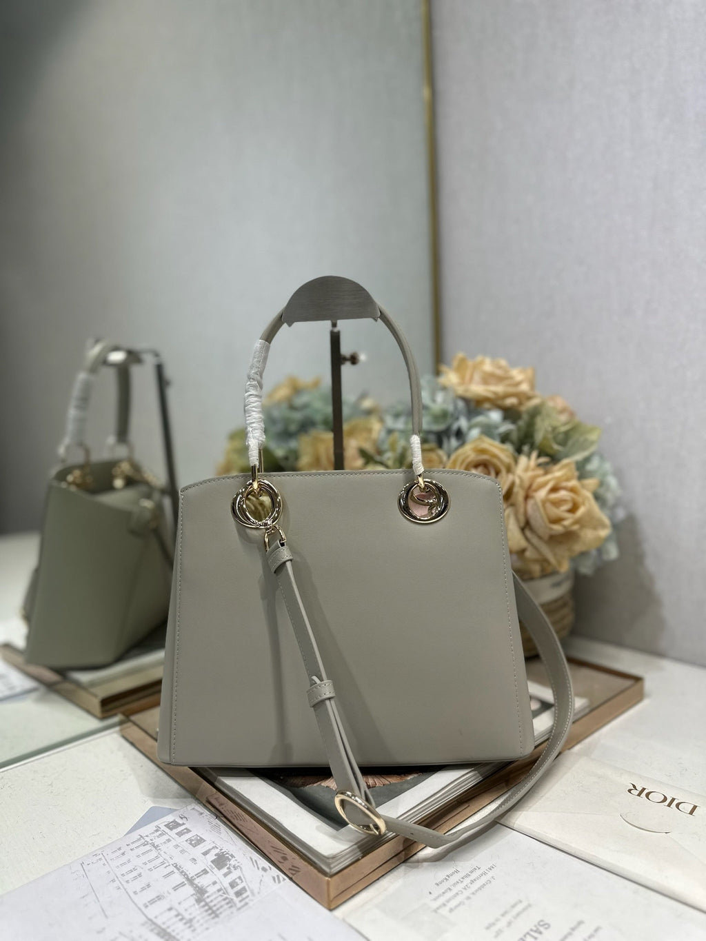 Dior Cigale Gray Smooth Calfskin Top Handle Bag M0737 - Default Title - View 4