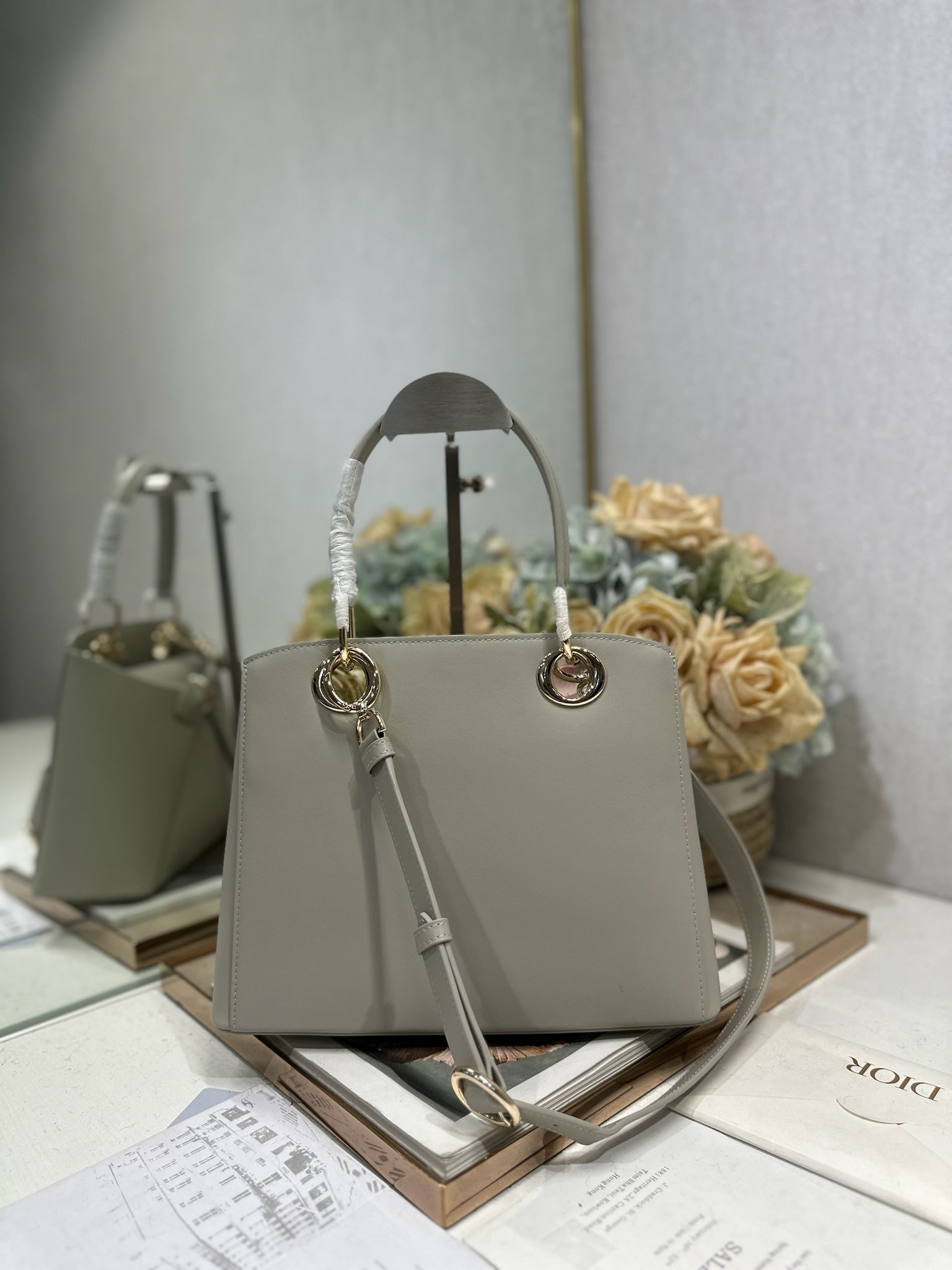 Dior Cigale Gray Smooth Calfskin Top Handle Bag M0737 - Default Title - View 4