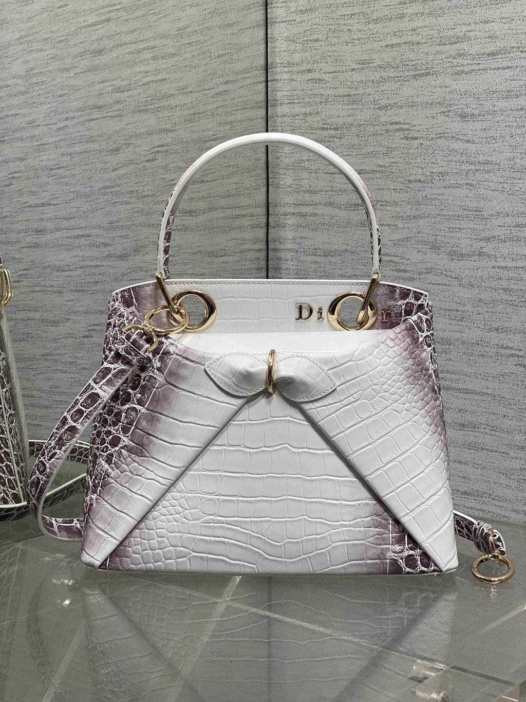 Dior Cigale Top Handle Bag - M0737 - Gray Crocodile Leather - Default Title - View 2