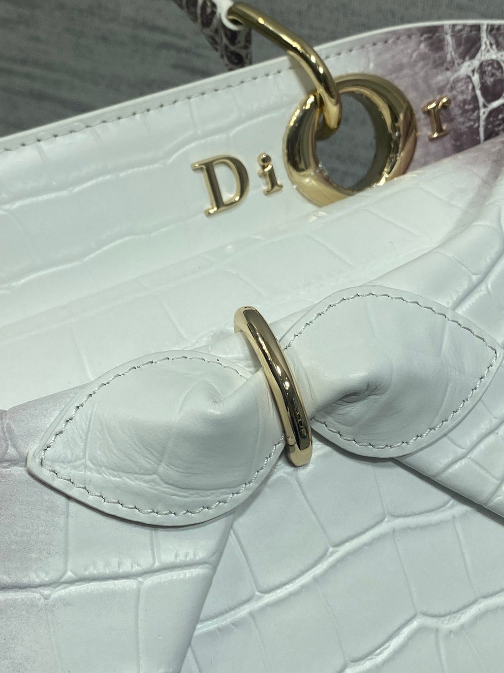 Dior Cigale Top Handle Bag - M0737 - Gray Crocodile Leather - Default Title - View 5