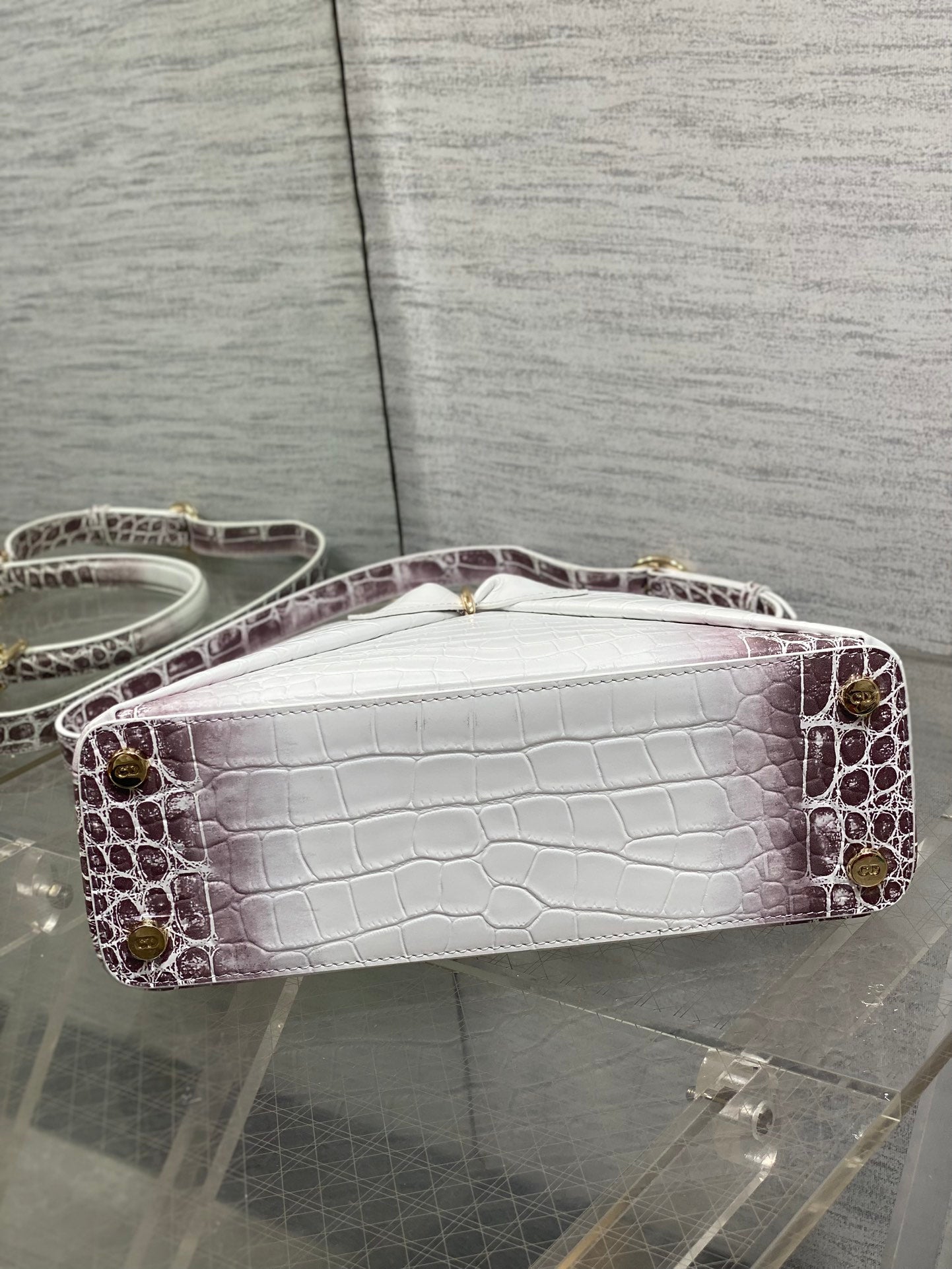 Dior Cigale Top Handle Bag - M0737 - Gray Crocodile Leather - Default Title - View 8
