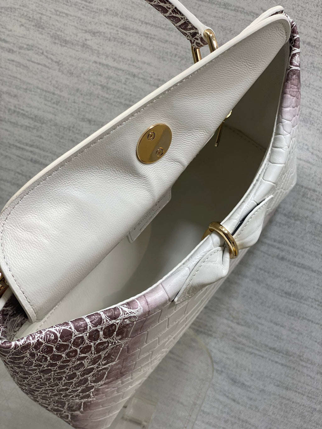 Dior Cigale Top Handle Bag - M0737 - Gray Crocodile Leather - Default Title - View 9