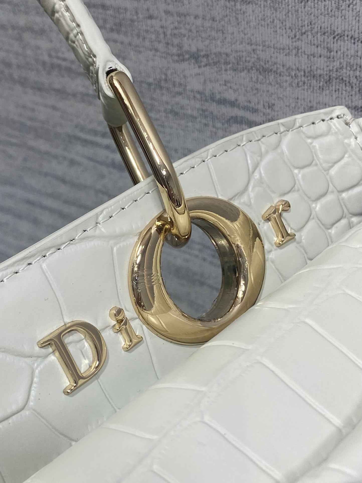 Dior Cigale Top Handle Bag - M0737 - White Crocodile Leather - Default Title - View 4