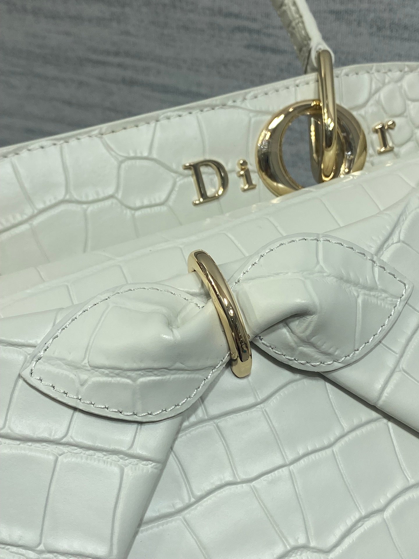 Dior Cigale Top Handle Bag - M0737 - White Crocodile Leather - Default Title - View 5
