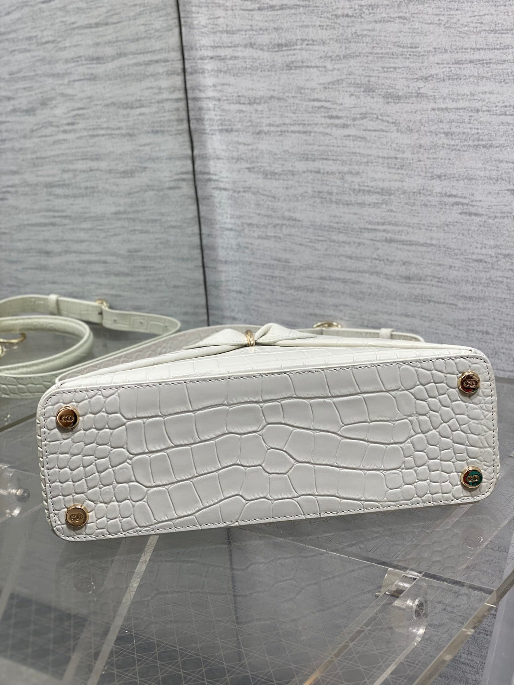 Dior Cigale Top Handle Bag - M0737 - White Crocodile Leather - Default Title - View 8