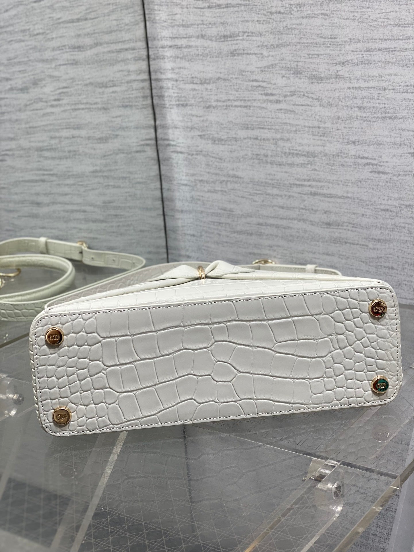 Dior Cigale Top Handle Bag - M0737 - White Crocodile Leather - Default Title - View 8