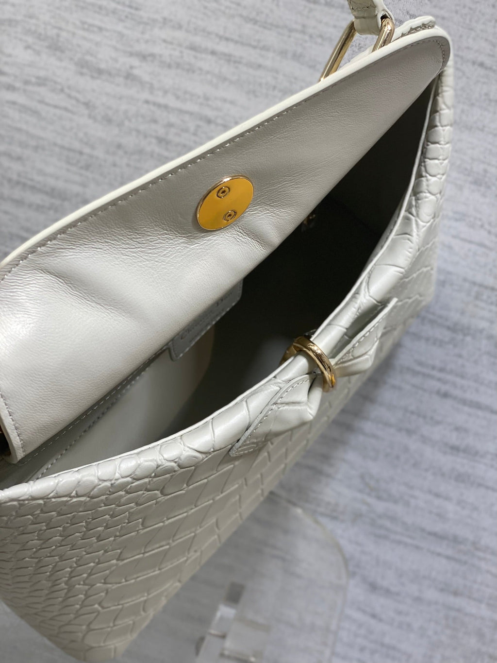 Dior Cigale Top Handle Bag - M0737 - White Crocodile Leather - Default Title - View 9