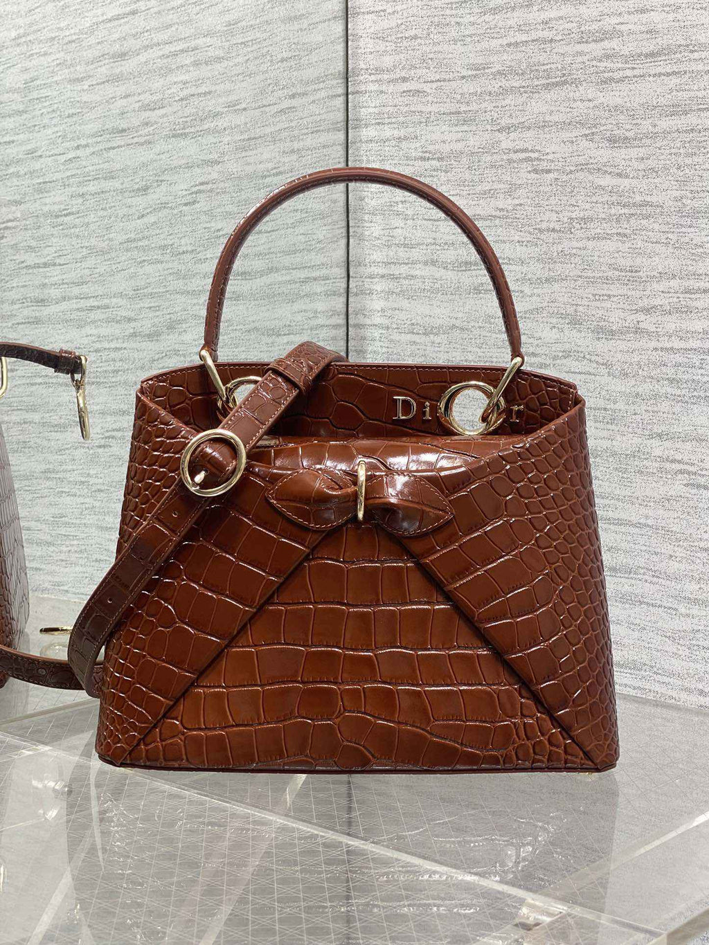 Dior Cigale Top Handle Bag - M0737 - Brown Crocodile Leather - Default Title - View 2