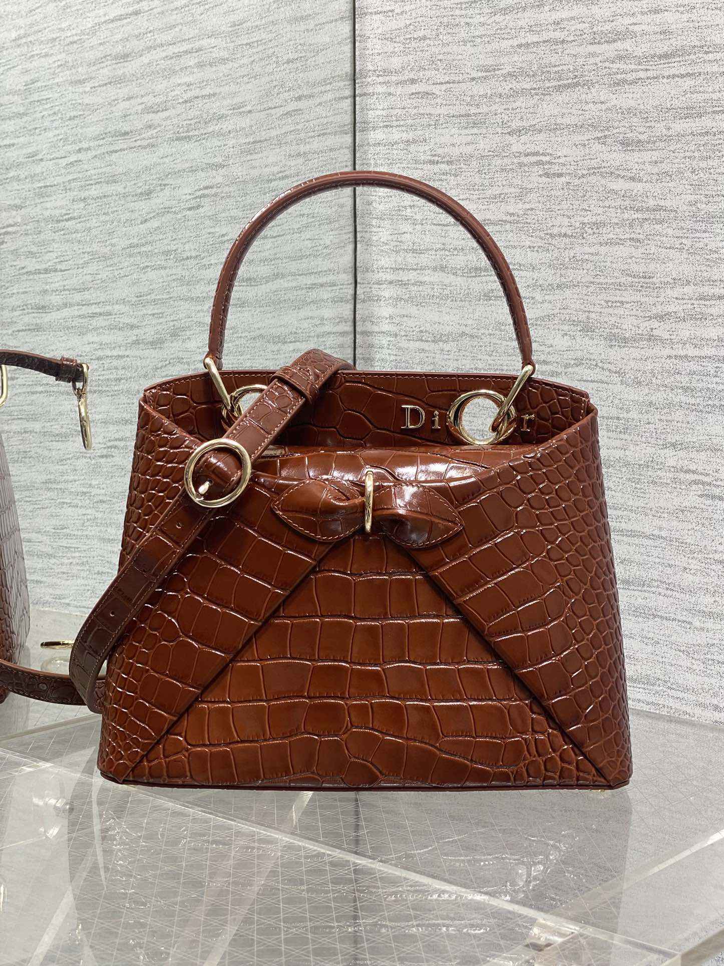 Dior Cigale Top Handle Bag - M0737 - Brown Crocodile Leather - Default Title - View 2
