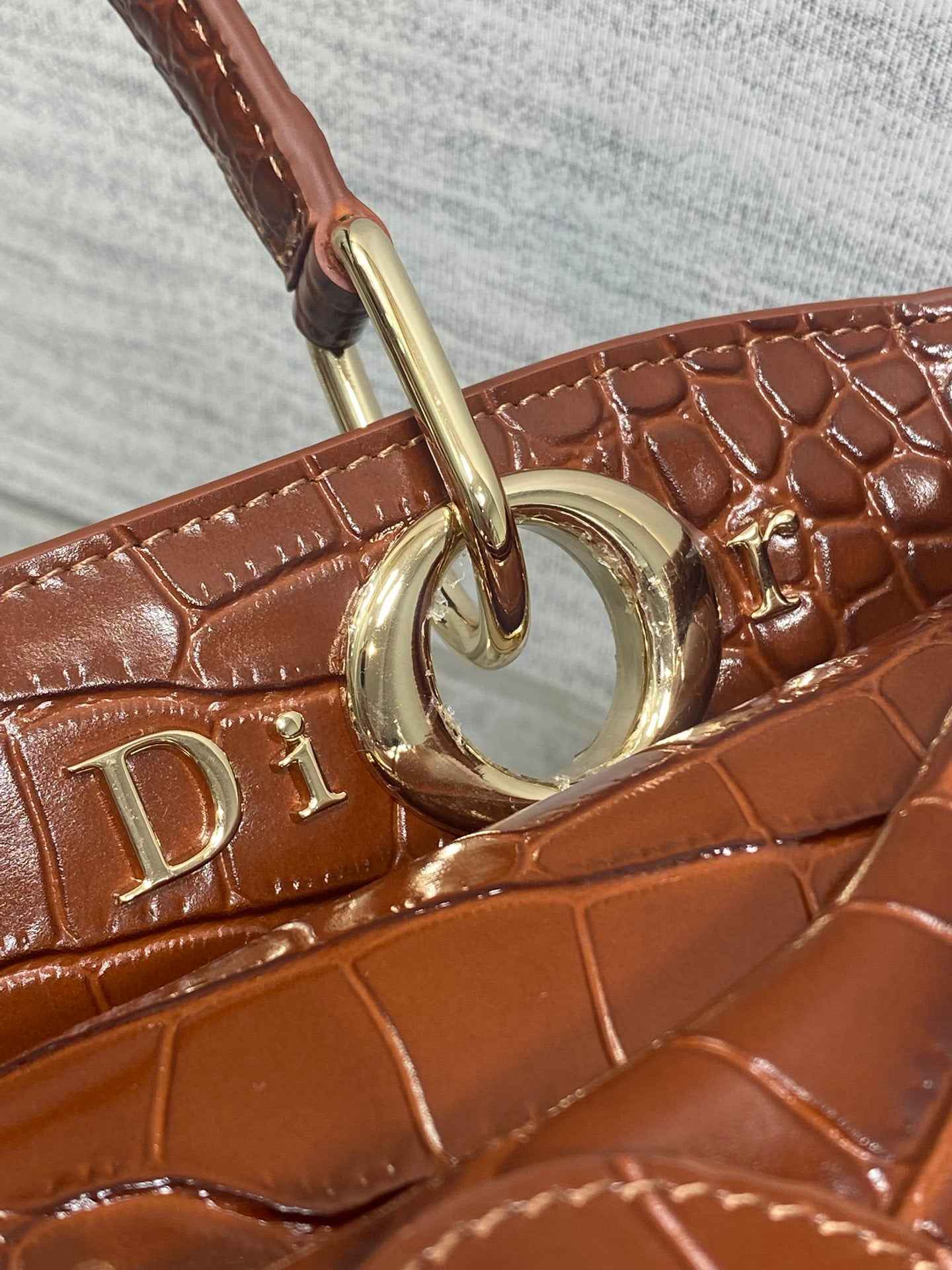 Dior Cigale Top Handle Bag - M0737 - Brown Crocodile Leather - Default Title - View 4