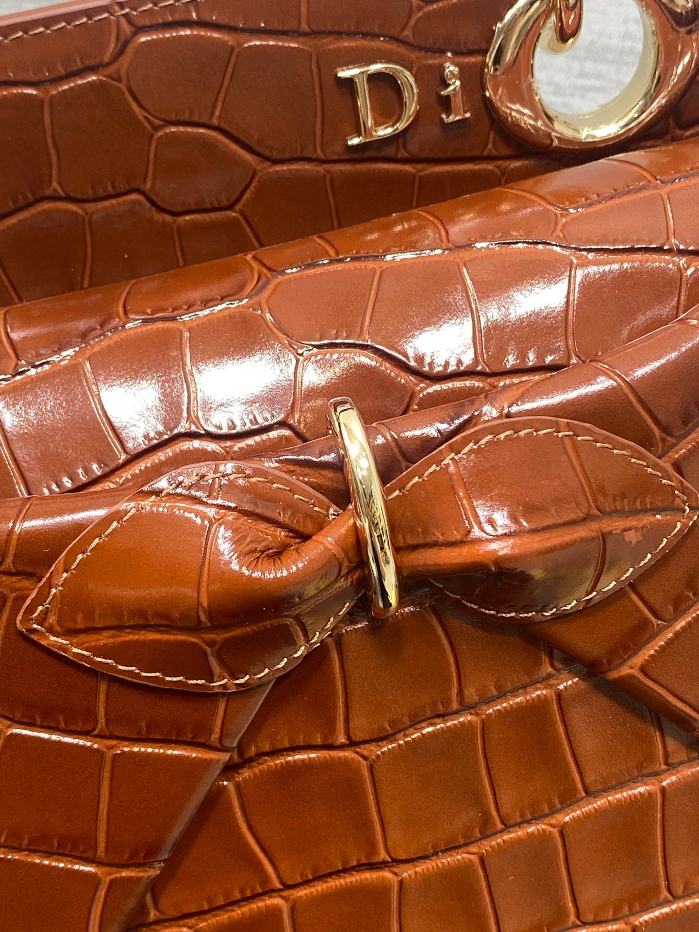 Dior Cigale Top Handle Bag - M0737 - Brown Crocodile Leather - Default Title - View 5