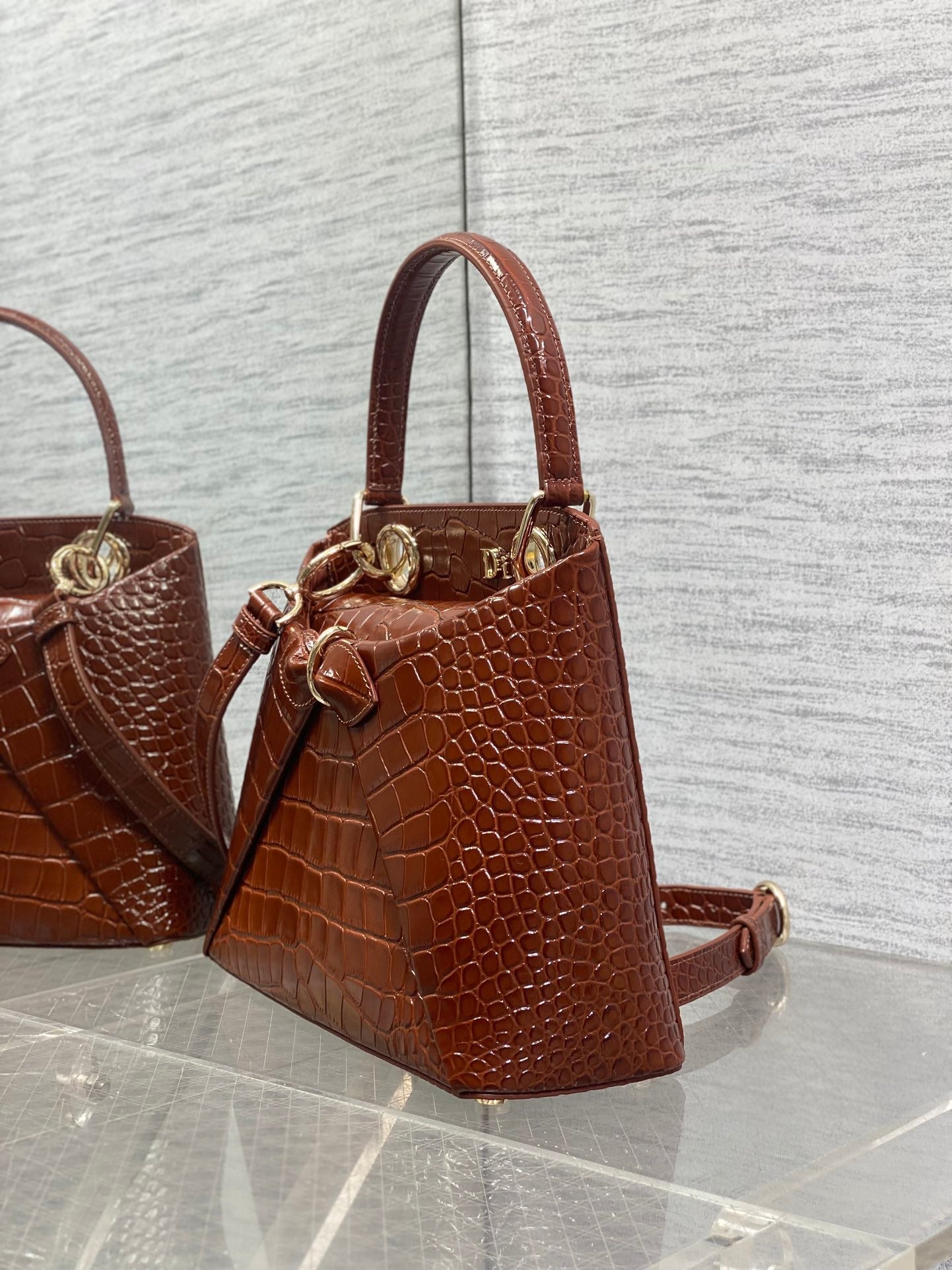 Dior Cigale Top Handle Bag - M0737 - Brown Crocodile Leather - Default Title - View 6
