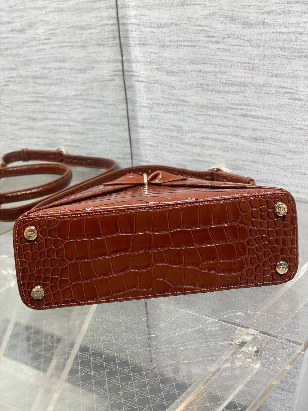 Dior Cigale Top Handle Bag - M0737 - Brown Crocodile Leather - Default Title - View 7