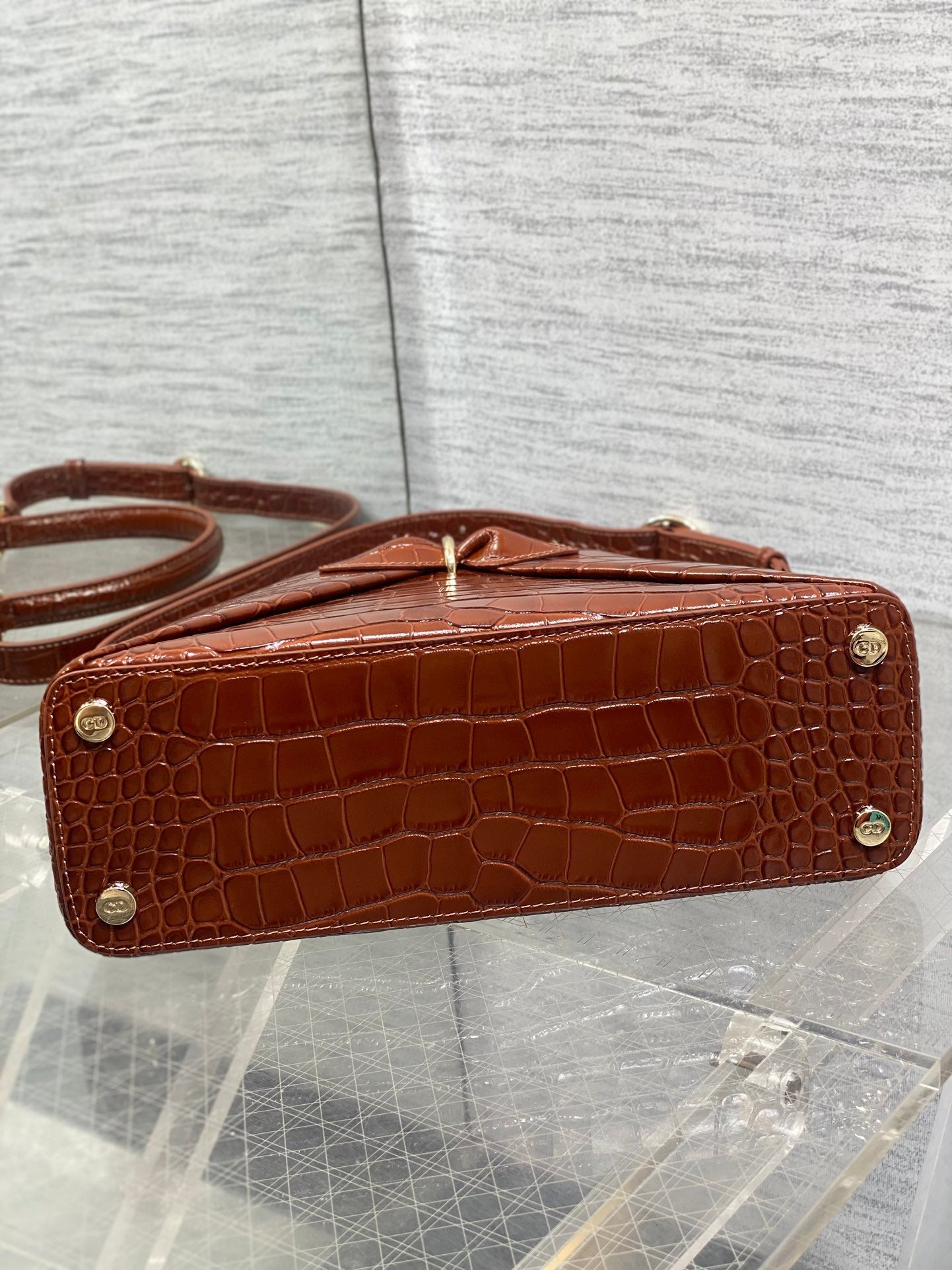 Dior Cigale Top Handle Bag - M0737 - Brown Crocodile Leather - Default Title - View 7