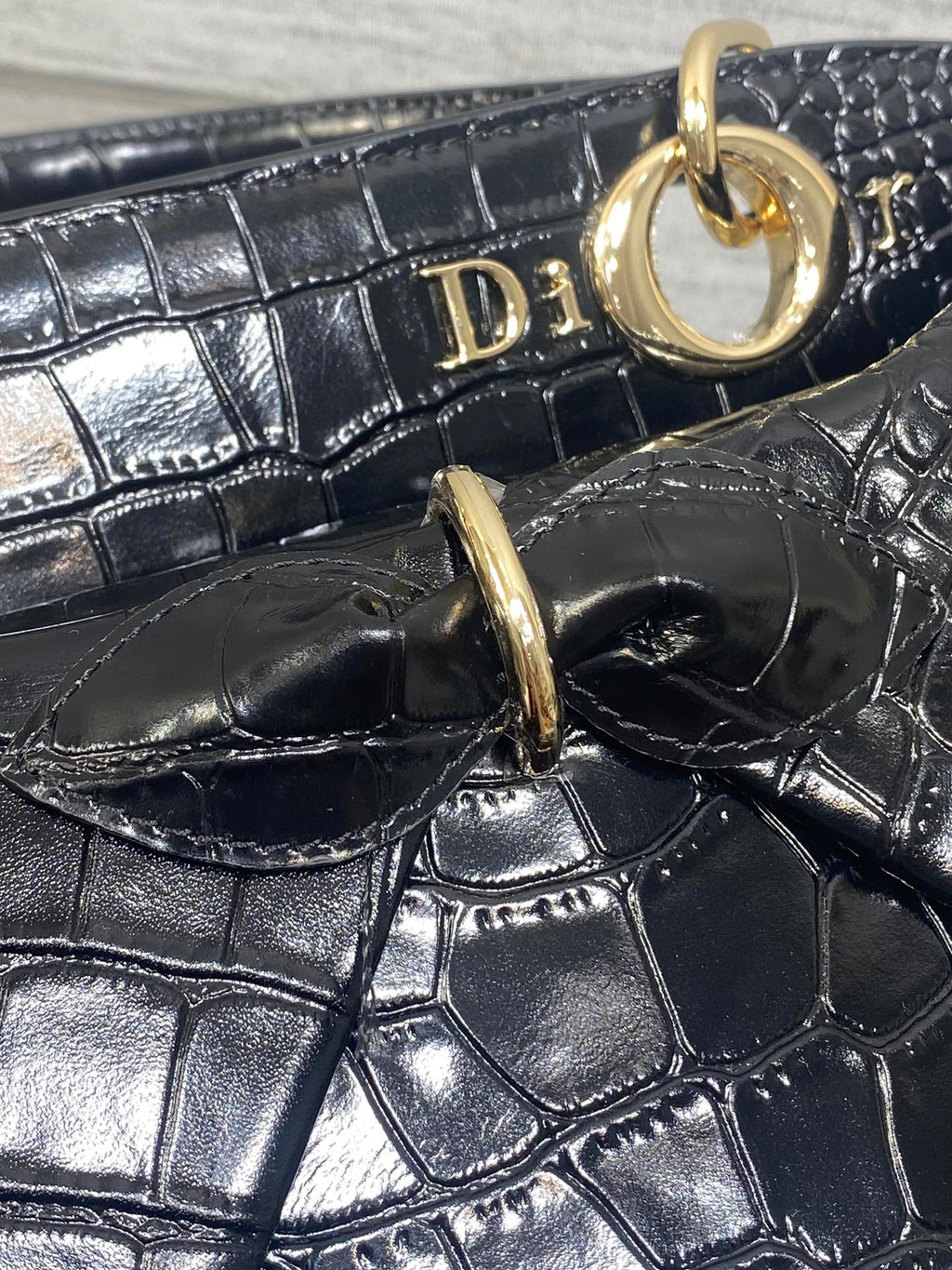Dior Cigale Top Handle Bag - M0737 - Black Crocodile Leather - Default Title - View 5