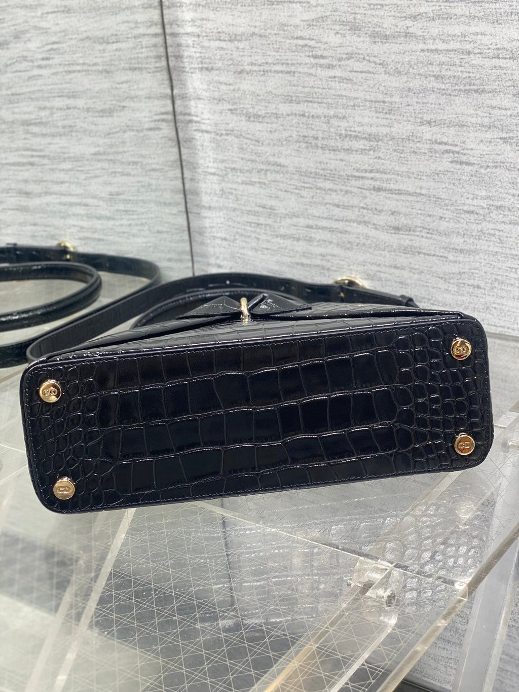 Dior Cigale Top Handle Bag - M0737 - Black Crocodile Leather - Default Title - View 7