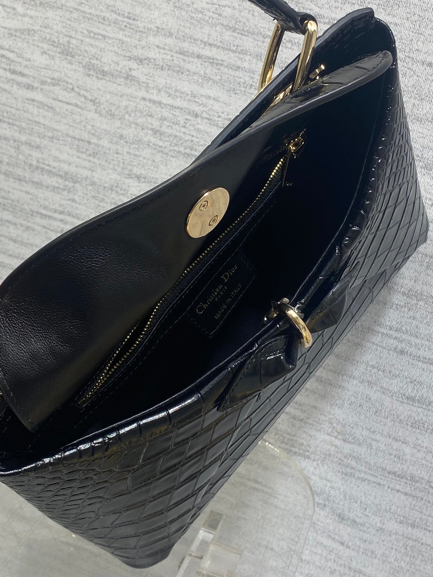Dior Cigale Top Handle Bag - M0737 - Black Crocodile Leather - Default Title - View 8