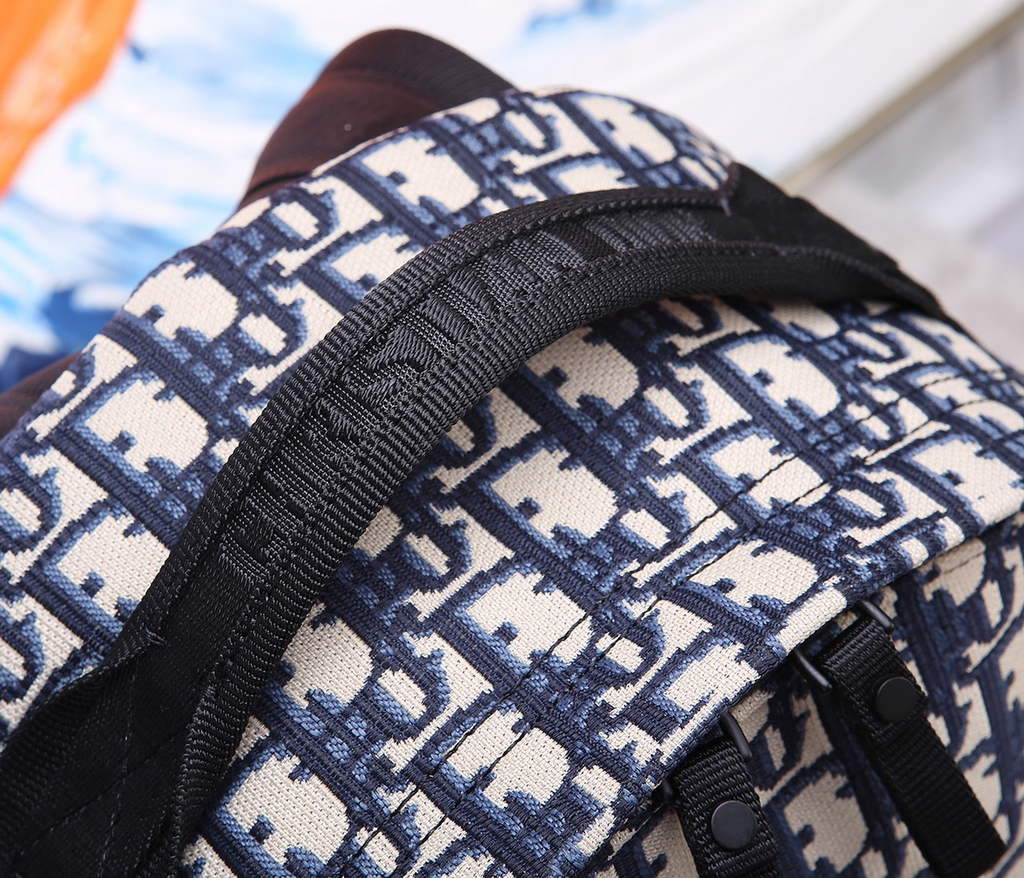 Dior DiorTravel Small Backpack M6104 Blue Oblique Jacquard - Default Title - View 6