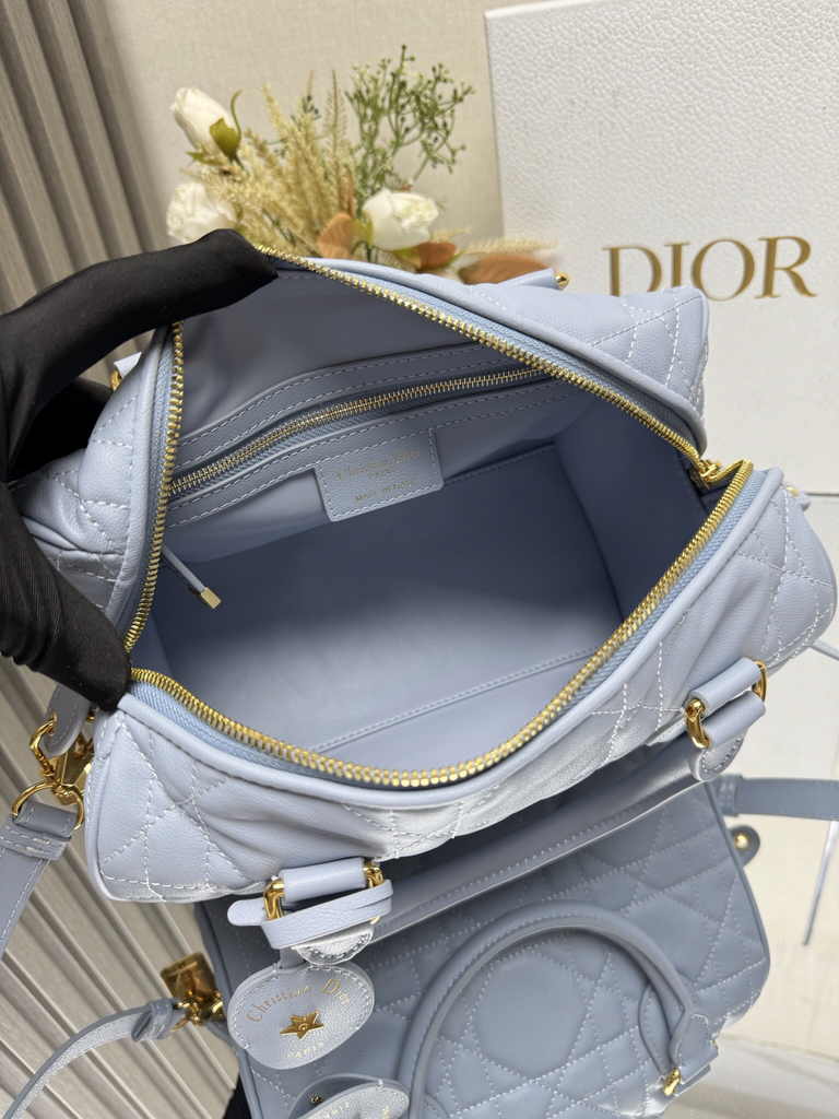 Dior Groove 25 Bag M1365 Pale Blue Macrocannage Calfskin - Default Title - View 6