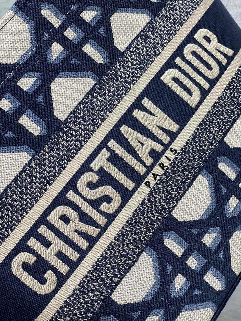 Dior Hat Basket Bag M1328 White and Blue Macrocannage Embroidery - Default Title - View 9