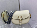 Dior Large Bobby Bag M9320 Beige Grained Calfskin with Blue Strap