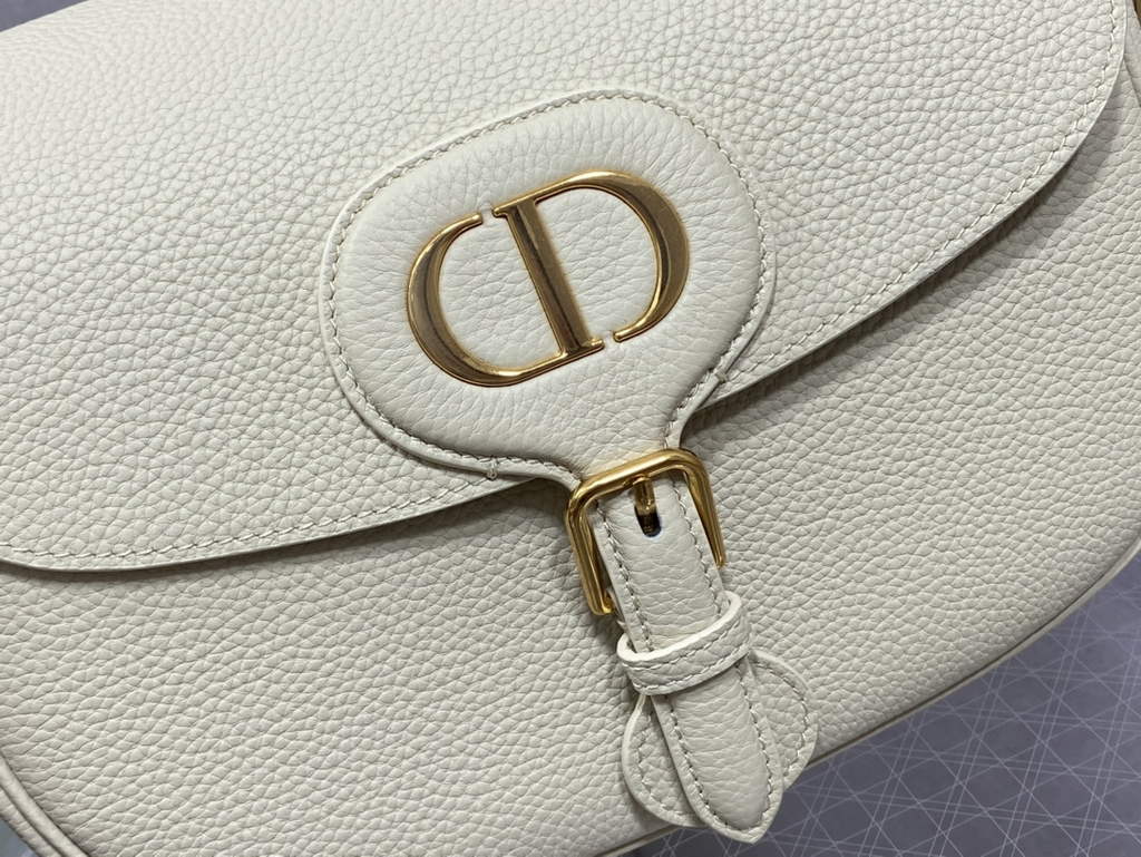 Dior Large Bobby Bag M9320 Beige Grained Calfskin with Blue Strap
