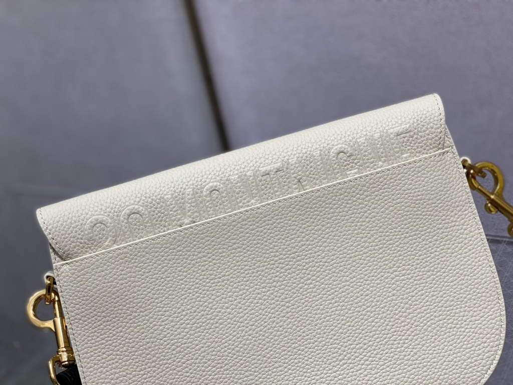 Dior Large Bobby Bag M9320 Beige Grained Calfskin with Blue Strap