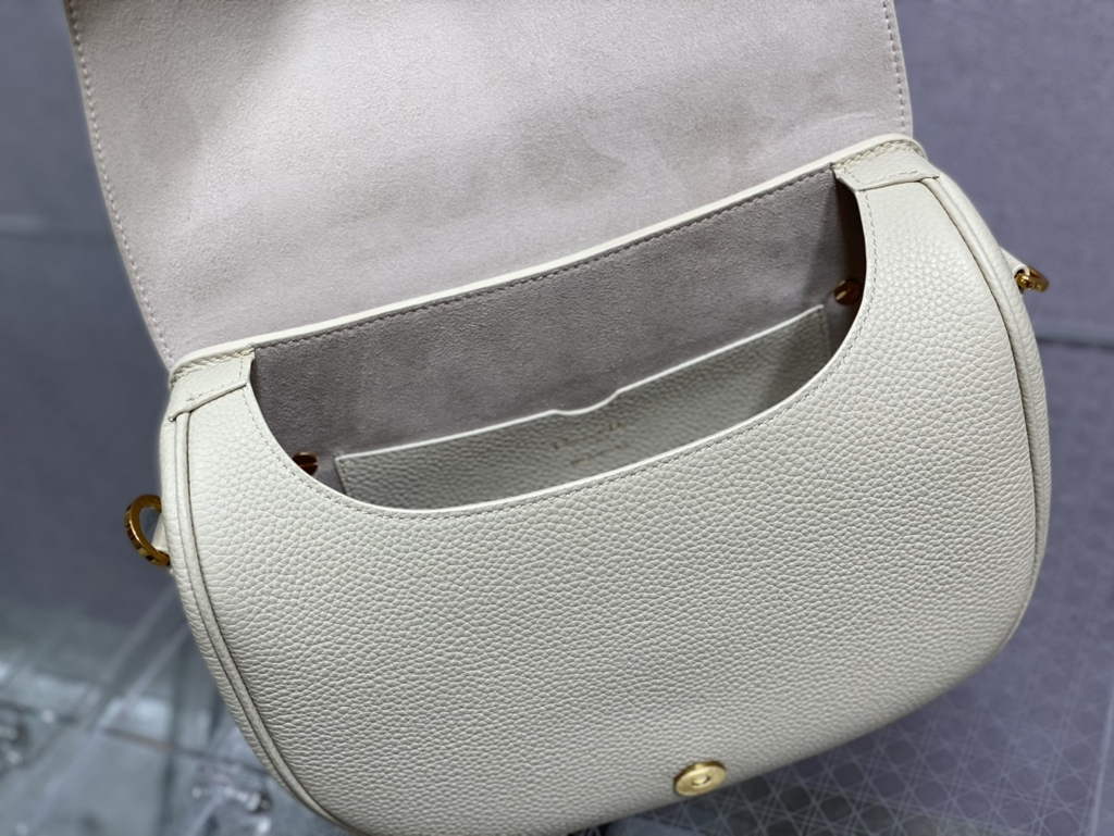 Dior Large Bobby Bag M9320 Beige Grained Calfskin with Blue Strap