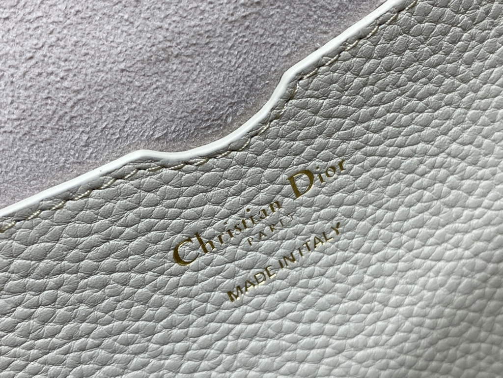 Dior Large Bobby Bag M9320 Beige Grained Calfskin with Blue Strap