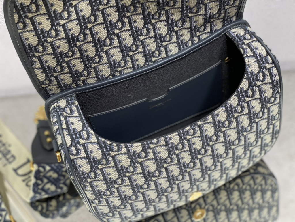 Dior Large Bobby Bag M9320 Blue Oblique Jacquard with Strap