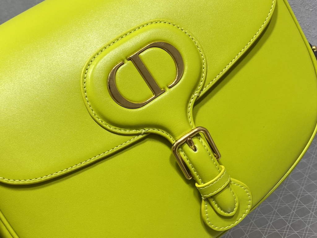 Dior Large Bobby Bag M9320 Yellow Box Calfskin with Blue Oblique Strap - Default Title - View 3
