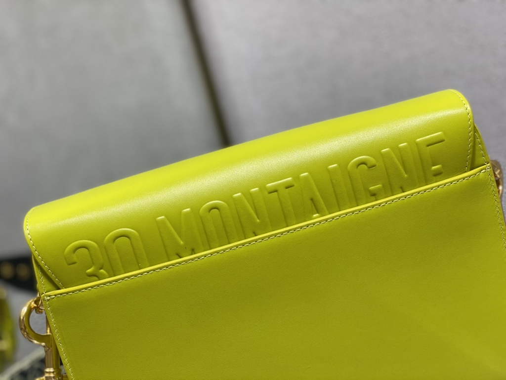 Dior Large Bobby Bag M9320 Yellow Box Calfskin with Blue Oblique Strap - Default Title - View 5