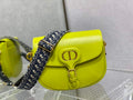 Dior Large Bobby Bag M9320 Yellow Box Calfskin with Blue Oblique Strap - Default Title - View 1